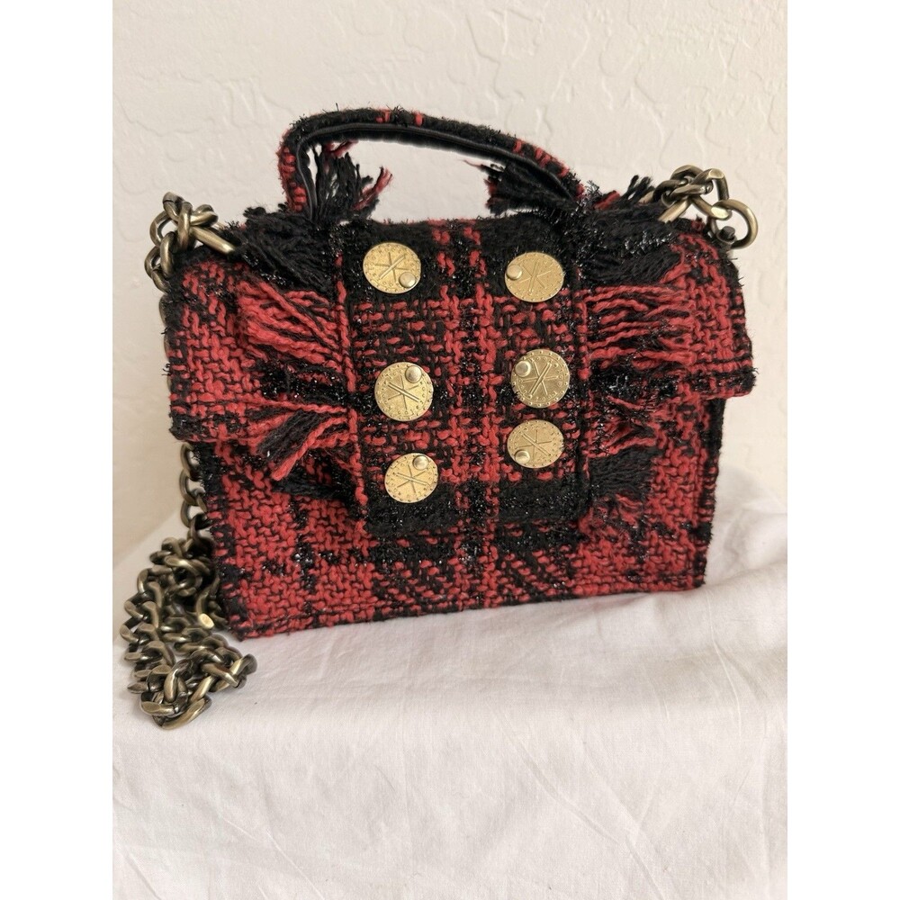 Kooreloo The New Yorker Petite Bag Red Tweed Crossbody Top Handle NEW - Picture 4 of 14